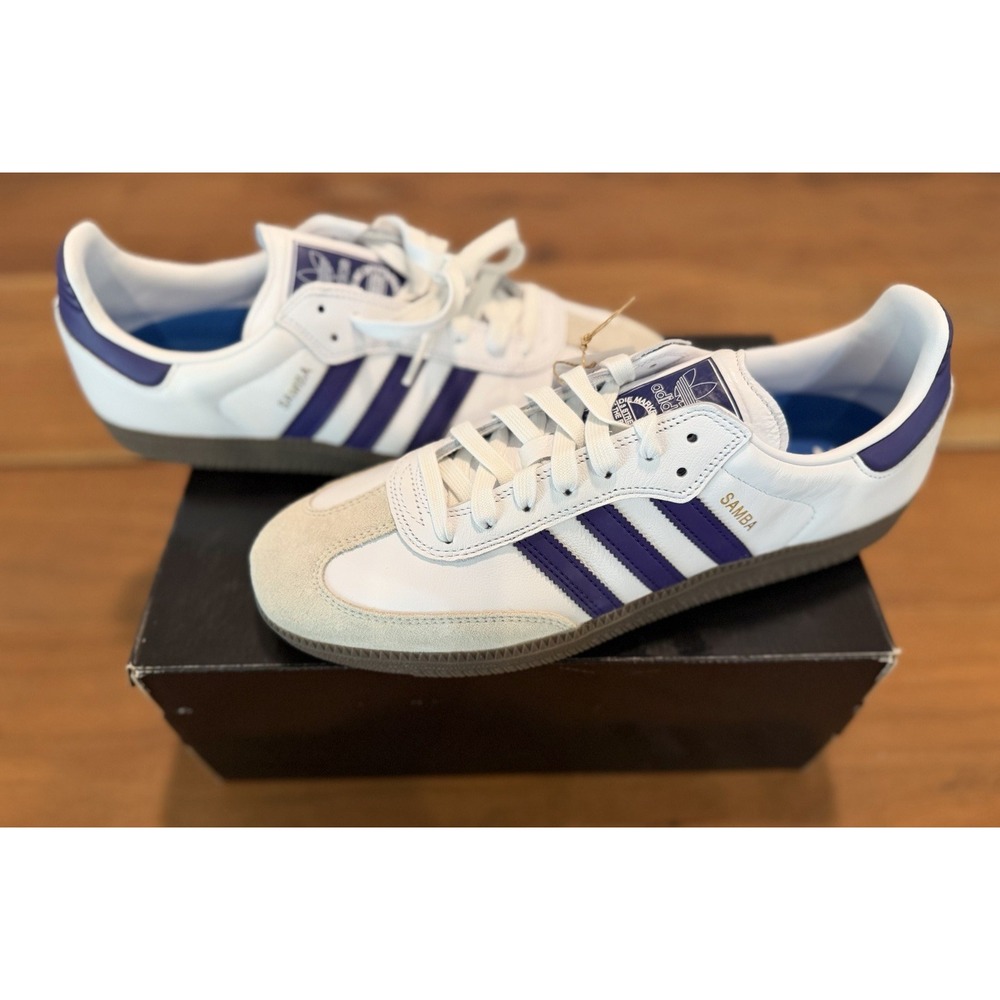 Adidas Samba White Purple Samba ADV Sneakers Shoes IE6613 NEW Men's Sz 11.5